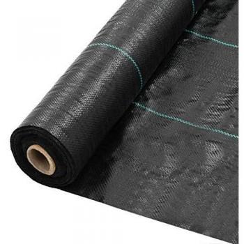 vidaXL Estera de Control de Malezas y Raíces PP 2x25m Negra Jardinería Malla
