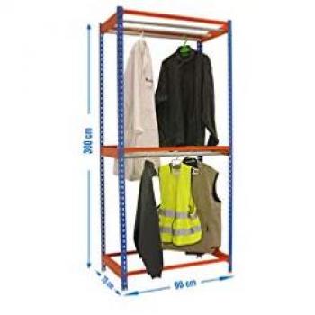 Estantería Simonclothing Doble 3 Colgadores Azul/Naranja 3000x900x750