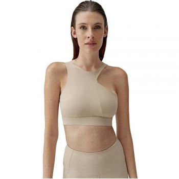 Top de yoga Chloe Born Living Yoga en color pumice con diseño deportivo asimétrico y sujeción media-alta
