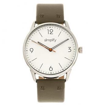 Simplify The 6300 Olive/White Unisex Leather-Band Quartz Watch