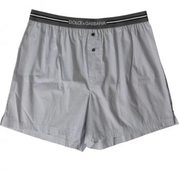 Gray Striped Cotton Blend Boxer Shorts for Men - Size S