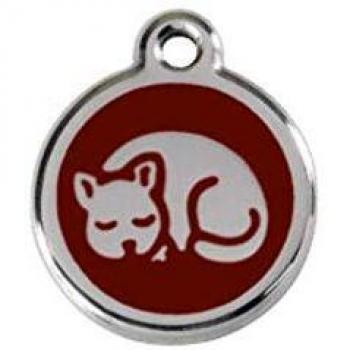 Placa de identificación para gatos pequeños de acero inoxidable marrón - Diámetro 2 cm RedDingo