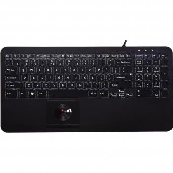 Perixx USB-Tastatur PERIBOARD-318HDE negro Beleuchtet, integrado Trackball, USB-Anschluss