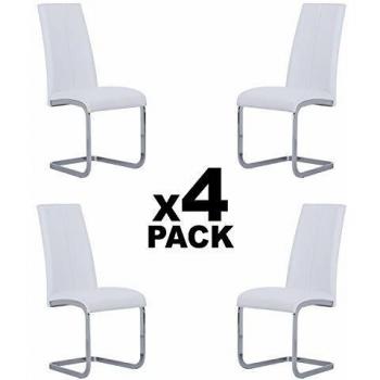 Smile, Pack de 4 sillas de Comedor, Cocina o Salon, Acabado en símil Piel Color Blanco, Medidas: 45 cm
