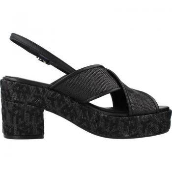 Sandalias de Mujer Tommy Hilfiger Modelo TH Raffia Mid Heel Sanda Color Negro BDSBLACK
