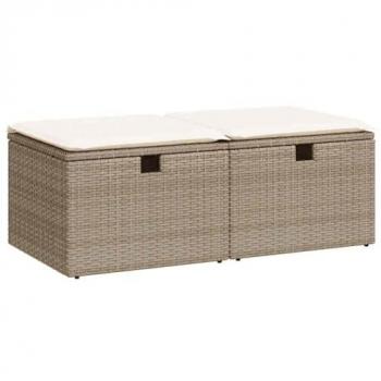 vidaXL 2 Piece Garden Sofa Set with Cushions Beige Poly Rattan Acacia