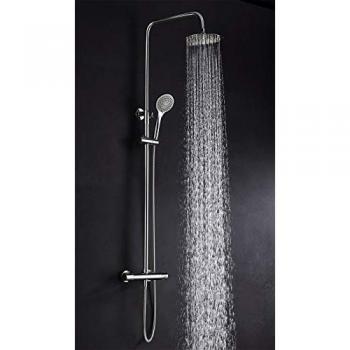 Columna Termostática Ducha Extensible Redonda Extra Plana Color Negro Mate BTC018