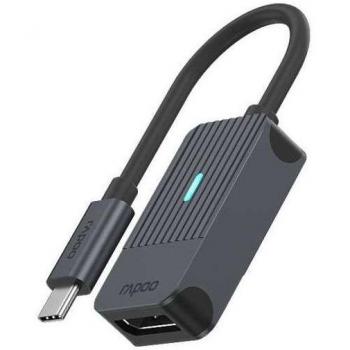 Adaptador USB-C a DisplayPort de Rapoo UCA-1005: Conexión de Video y Audio 4K Ultra HD, 2 Pantallas a 60Hz, Plug & Play - Gris Oscuro
