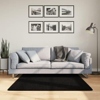 Alfombra de pelo corto suave lavable Huarte negro 120x120 cm