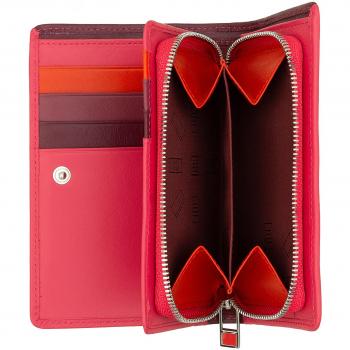 Cartera mediana de mujer de piel bicolor con monedero con cremallera y bolsillos para tarjetas, RFID colorido