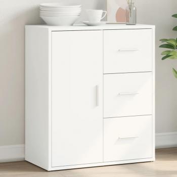 Aparador de madera de ingeniería con 3 cajones y armario blanco 70x60x31 cm