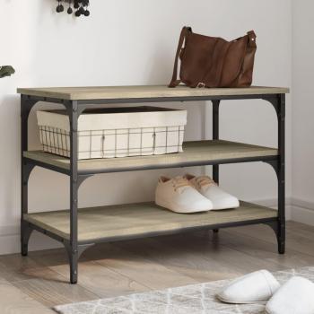 Banco zapatero de madera multicapa Sonoma, 70x38,5x49 cm, color roble
