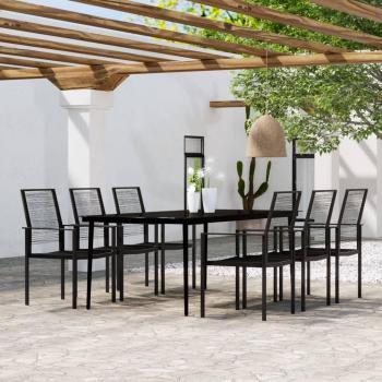 vidaXL 7-Piece Black Garden Dining Set