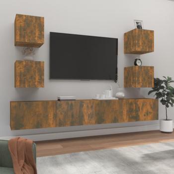 vidaXL Set de muebles de TV 6 piezas madera contrachapada roble ahumado 100 x 30 x 30 cm Mueble de Salon Mueble TV Mueble Televisor Mesa de TV