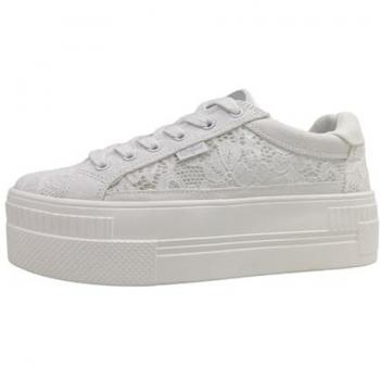 Zapatillas de tela para mujer Buffalo Paired Bloom con suela de plataforma blanca