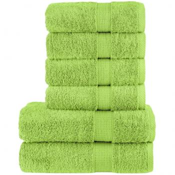 Juego de toallas SOLUND 6 piezas 100% algodón verde manzana 600 GSM