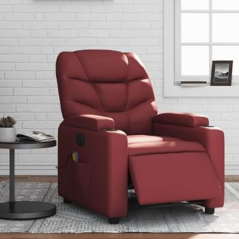 Sillón de masaje reclinable eléctrico de cuero sintético en colores negro, crema y marrón - Sillón cómodo para dormitorio, silla relax y sofá