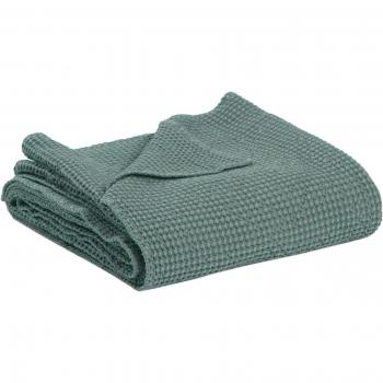 Cubre cama de algodón stonewashed Maia verde gris 240 x 260 cm Vivaraise