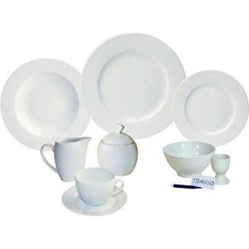 ARTE VIVA 14795 - Juego de café y vajilla de porcelana MASSIMO PIU, 51 piezas, redondo, color blanco, design I love