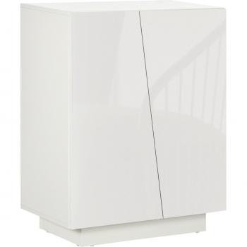HOMCOM Aparador de Salón Armario Auxiliar con 2 Puertas de Alto Brillo y Estantes Ajustables para Dormitorio 70x40x88 cm Blanco