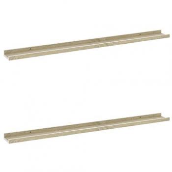 vidaXL Wall Shelves 2 pcs White and Sonoma Oak 100x9x3 cm