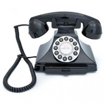 GPO Carrington Classic Retro Push-Button Phone - Pull-Out Tray, Traditional Bell Ring Tone - Black