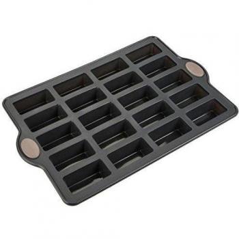 Levivo Molde de silicona para 20 brownies, bandeja para financiers y brownies, molde para 20 pequeños bizcochos, bandeja para hornear resistente al frío y al calor, 30 x 22 cm