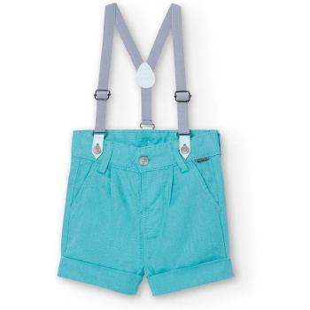 Bermudas de lino con tirantes para bebé Boboli 718208 VERDE