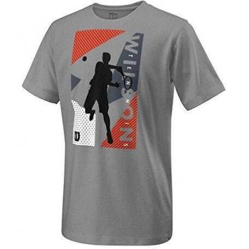Wilson B Geo Play Tech tee Camiseta, Unisex niños, Heather Grey, L