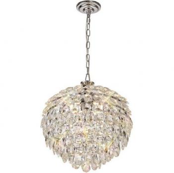 Lámpara colgante Coniston 6 luces E14 cromo brillo 57cm cristal