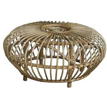 Mesa de Centro Redonda en Ratán Natural Chillvert Parma 73x73x39 cm con Diseño Geométrico