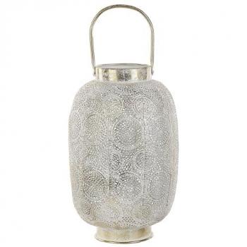 Farolillo Decorativo de Metal Dorado 40 cm con Portavelas de Cristal Oriental Boho