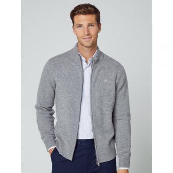 Hackett - Cárdigan de hombre en color gris con cierre de cremallera