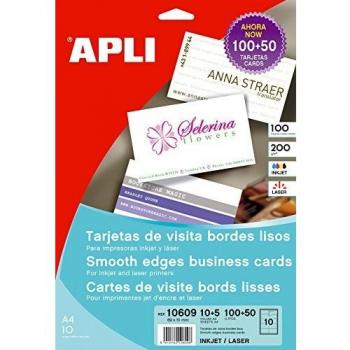 Apli Paper 10609 Tarjeta de Visita Blanca Bordes Lisos 15 H