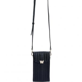 Wolf Mimi Black Leather Phone or Headphones Case with Wristlet