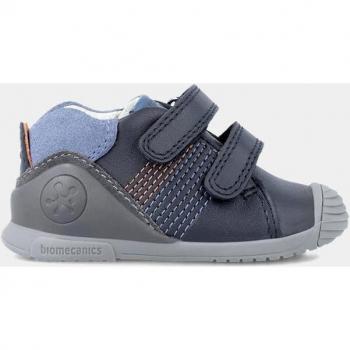 Zapatillas deportivas de bebé niño de piel con doble cierre adherente