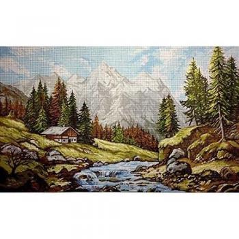 Kit para bordar Cañamazo estampado para medio punto Paisaje de montaña 50x30 Cod 195