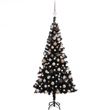 vidaXL Artificial Pre-lit Christmas Tree with Ball Set Black 120 cm PVC