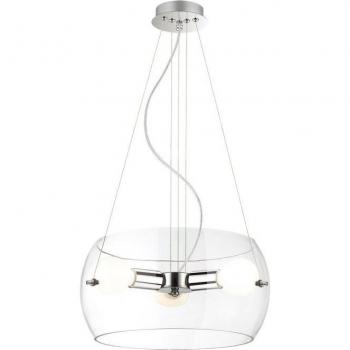 Lámpara colgante moderna Lemio Chrome - Lámpara colgante de cromo con 3 luces, pantalla transparente, tipo de bombilla E27