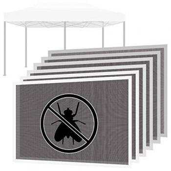 Set de 6 Mosquiteras para Gazebo 3x6m con Velcro, 300x300x200 cm, Color Blanco