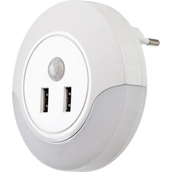 Luz Nocturna Indirecta Rabalux Dembo - 13,9W - Blanco Plástico - 3000K - Diámetro 9cm - Longitud 7cm - Con Sensor de Movimiento