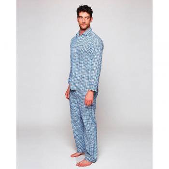 Pijama de hombre largo de franela cuadros Mirto