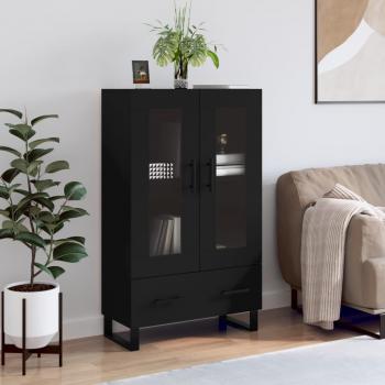 Aparador alto de madera de ingeniería negro 69,5x31x115 cm - Mueble de Almacenaje de Salón, Buffet para salón, Armario Auxiliar, Armario de Almacenamiento