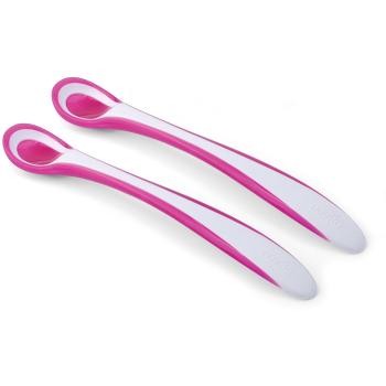 Nuvita 8485 EasyEating - Set 2 Cucharas Termosensibles para Bebés - Silicona Bebe Súper Suaves - Sensor de Temperatura Cambio de Color - Mango Antideslizante - Primeras Comidas - Diseño Italiano