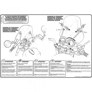 Givi Kit Universal de Montaje D40 para Parabrisas, compatible con modelos A600/A601/A602/A603/A604/A605/A605S/A610/A6, color negro