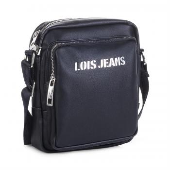 Lois - 95019 Bolso Hombre Bandolera al Hombro. Tipo Cartera Mensajero. Cierre con Cremallera y Bandolera Ajustable. 2 Bolsillos Exteriores. Piel sintética Polipiel, Color Negro