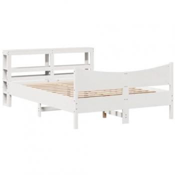 Estructura de Cama con Cabecero Blanco 120x200 cm Madera de Pino Maciza