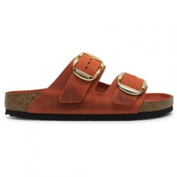 Birkenstock Arizona Big Buckle Oiled Leather Sandals in Burnt Orange for Women, Size 37