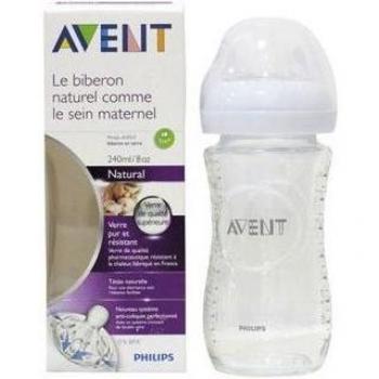 Biberón Avent Natural de cristal 1m+ 240ml