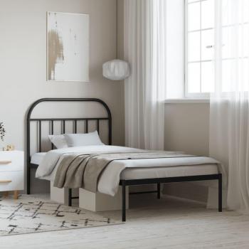 Cama Metal Negra con Cabecero 100x200 cm